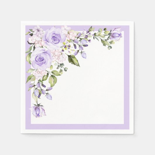 Elegant Lila Lavender Floral Vrijgezellenfeest Servet (Voorkant)