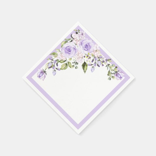 Elegant Lila Lavender Floral Vrijgezellenfeest Servet (Hoek)