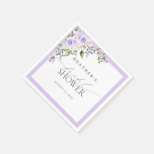 Elegant Lila Lavender Floral Vrijgezellenfeest Servet (Hoek)