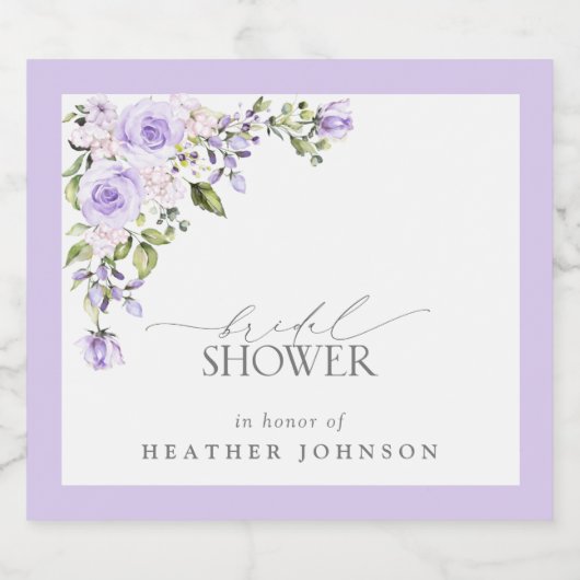 Elegant Lila Lavender Floral Vrijgezellenfeest Sparkling Wijnetiket (Enkel label)