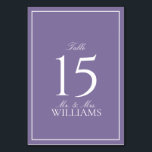 Elegant Lila lavender Klassieke bruiloft met scrip Kaart<br><div class="desc">Een klassiek, elegant lila lijstnummer van de lavender bruiloft, met scriptkalligrafie. Ideaal voor de moderne bruid die een formele affaire heeft. Bekijk hier de suite: https://www.zazzle.com/collections/elegant_lilac_lavender_classic_script_wedding-119845502590580190 De ontwerper van het contact voor het aanpassen van producten om de suite te voltooien OF voor kleurvariaties van dit ontwerp. Copyright Anastasia Surridge voor...</div>