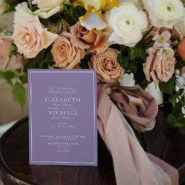 Elegant Lila lavender Klassieke bruiloft met scrip Kaart