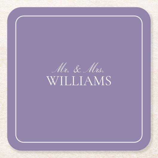 Elegant Lila lavender Klassieke bruiloft met scrip Kartonnen Onderzetters (Voorkant)