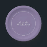Elegant Lila lavender Klassieke bruiloft met scrip Papieren Bordje<br><div class="desc">Een klassiek, elegant lila lavender onthaarde bord, met scriptkalligrafie. Ideaal voor de moderne bruid die een formele affaire heeft. Bekijk hier de suite: https://www.zazzle.com/collections/elegant_lilac_lavender_classic_script_wedding-119845502590580190 De ontwerper van het contact voor het aanpassen van producten om de suite te voltooien OF voor kleurvariaties van dit ontwerp. Hartelijk dank voor uw steun aan...</div>