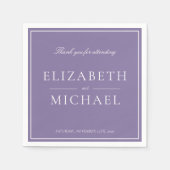 Elegant Lila lavender Klassieke bruiloft met scrip Servet (Voorkant)