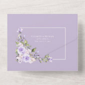 Elegant Lila Lavender Rustic Lace Wedding All In One Uitnodiging (Achterkant)