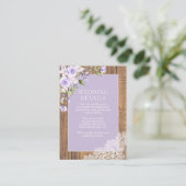 Elegant Lila Lavender Rustic Lace Wedding Details Informatiekaartje (Staand voorkant)