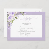 Elegant Lila Lavender Rustic Lace Wedding RSVP Uitnodiging Briefkaart (Voorkant / Achterkant)