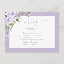 Elegant Lila Lavender Rustic Lace Wedding RSVP Uitnodiging Briefkaart