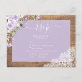 Elegant Lila Lavender Rustic Lace Wedding RSVP Uitnodiging Briefkaart (Voorkant)