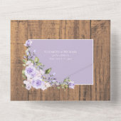 Elegant Lila Lavender Rustic Wood Wedding All In One Uitnodiging (Achterkant)