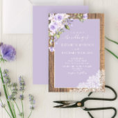 Elegant Lila Lavender Rustic Wood Wedding Kaart