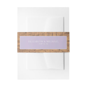 Elegant Lila Lavender Rustic Wood Wedding Uitnodigingen Wikkel