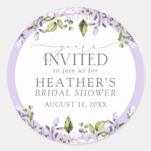 Elegant Lila lavender Waterverf Floral Shower Ronde Sticker