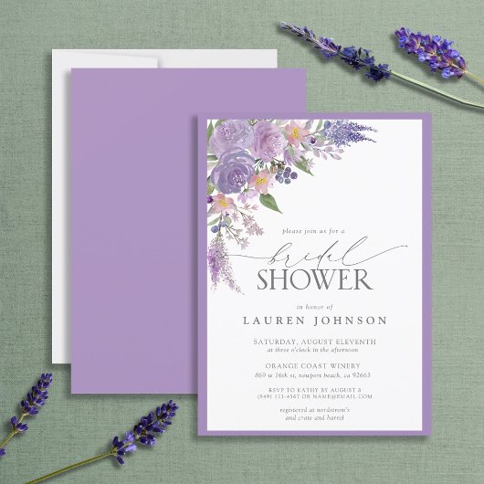 Elegant Lila Lavender Waterverf Vrijgezellenfeest Kaart