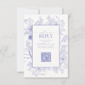 Elegant Lila Lavender Wedding QR Code RSVP Kaartje (Voorkant)