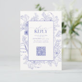 Elegant Lila Lavender Wedding QR Code RSVP Kaartje (Staand voorkant)