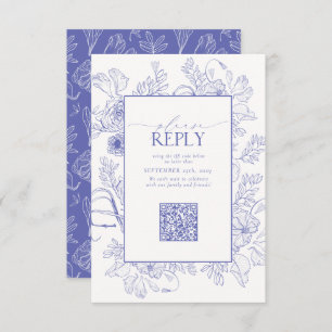 Elegant Lila Lavender Wedding QR Code RSVP Kaartje