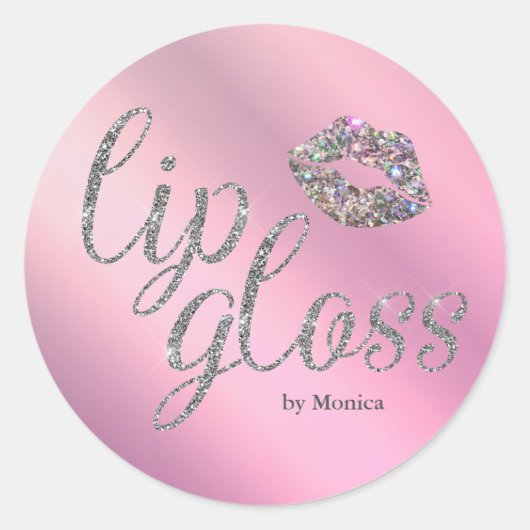 Elegant Lila Lip Gloss Business Ronde Sticker (Voorkant)
