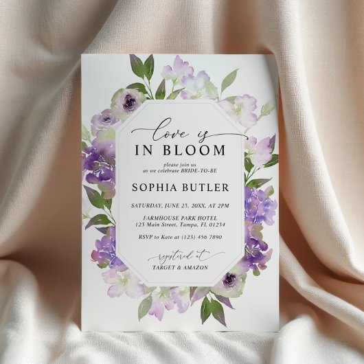 Elegant Lila Love is in Bloom Shower Invitation Kaart