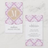 Elegant Lila Paars Damask gepersonaliseerd Visitekaartje (Voorkant / Achterkant)
