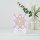 Elegant Lila Paars Damask gepersonaliseerd Visitekaartje (Staand voorkant)