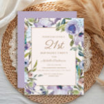 Elegant Lila Paars Floral Greenery 21st Birthday Kaart<br><div class="desc">Mooie en elegante lila paarse florale en groene botanische waterverf 21e verjaardag op een roomwitte achtergrond.</div>