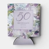 Elegant Lila Paars Floral Greenery 50th Birthday Blikjeskoeler (Voorkant)