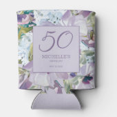 Elegant Lila Paars Floral Greenery 50th Birthday Blikjeskoeler (Achterkant)