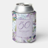 Elegant Lila Paars Floral Greenery 50th Birthday Blikjeskoeler (Blikje Achterkant)