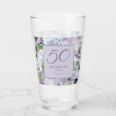 Elegant Lila Paars Floral Greenery 50th Birthday Glas (Achterkant)