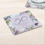 Elegant Lila Paars Floral Greenery 50th Birthday Kartonnen Onderzetters<br><div class="desc">Mooie en elegante lila paarse bloemen en groen botanische waterverf 50e verjaardagsfeestje papier onderzetter. Neem contact met mij op voor hulp bij maatwerk of voor het aanvragen van bijpassende of coördinerende producten.</div>