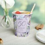 Elegant Lila Paars Floral Greenery 50th Birthday Papieren Bekers<br><div class="desc">Mooie en elegante lila paarse bloemen en groen botanische waterverf 50e verjaardagsfeestje papieren bekers. Neem contact met mij op voor hulp bij maatwerk of voor het aanvragen van bijpassende of coördinerende producten.</div>
