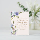 Elegant Lila Paars Floral Greenery Sweet 16 Kaart (Staand voorkant)