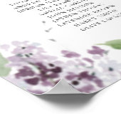 Elegant Lila Paars Floral Wedding Seating Chart Poster (Hoek)