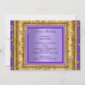 Elegant Lila Paars Gold Amber Birthday Partij 2a Kaart (Achterkant)