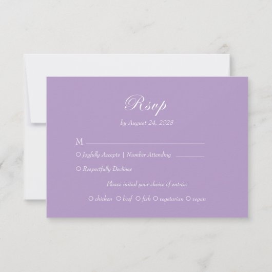 Elegant Lila Paars Monogram Wreath Wedding RSVP Kaartje (Achterkant)