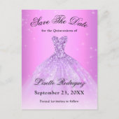 Elegant Lila Paars Quinceanera slaat de datum op Briefkaart (Voorkant)