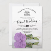 Elegant Lila Paars-Romantisch Roos virtueel huweli Kaart (Voorkant)