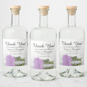 Elegant Lila Paars Roos Chic Weddenschap Bedankt Likeurfles Etiket
