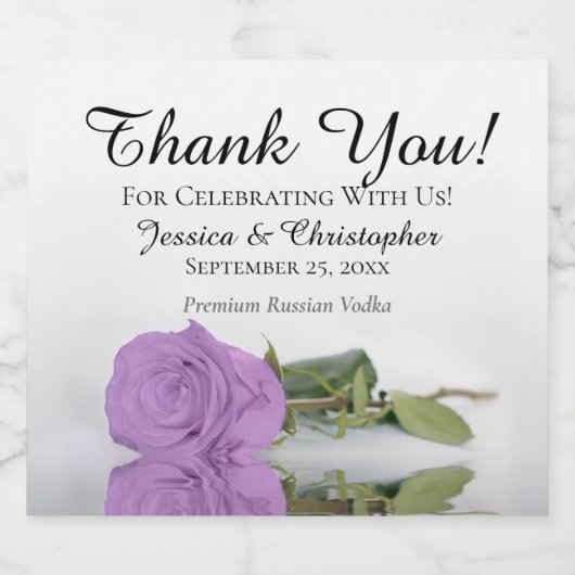 Elegant Lila Paars Roos Chic Weddenschap Bedankt Likeurfles Etiket (Enkel label)
