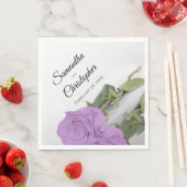 Elegant Lila Paars Roos diagonaal ontwerp bruiloft Servet (Insitu)