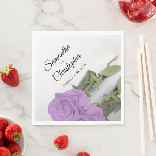 Elegant Lila Paars Roos diagonaal ontwerp bruiloft Servet (Insitu)