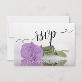 Elegant Lila Paars Roos Reflectie Wedding RSVP Kaartje