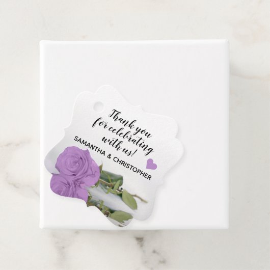 Elegant Lila Paars Roos Weddenschap Bedankt Bedankjes Labels (In situ)