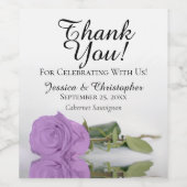 Elegant Lila Paars Roos Weddenschap Bedankt Wijn Etiket (Enkel label)