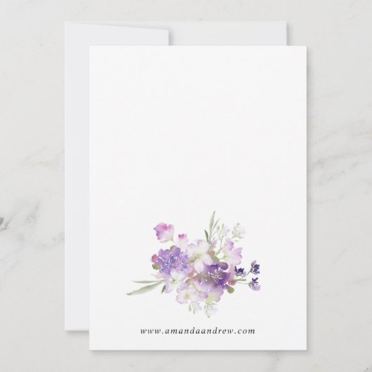 Elegant Lila paarse bloemen bruiloft Kaart (Achterkant)