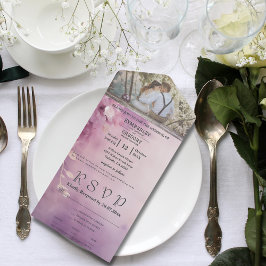 Elegant Lila Paarse Bloemen Foto RSVP All In One Uitnodiging
