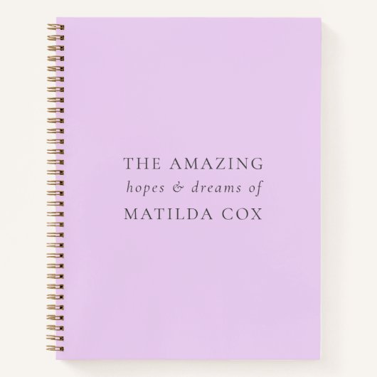 Elegant Lila Paarse Hopes and Dreams Journal Notitieboek (Voorkant)