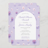 Elegant Lila Pansies Vrijgezellenfeest Brunch Part Kaart (Voorkant / Achterkant)